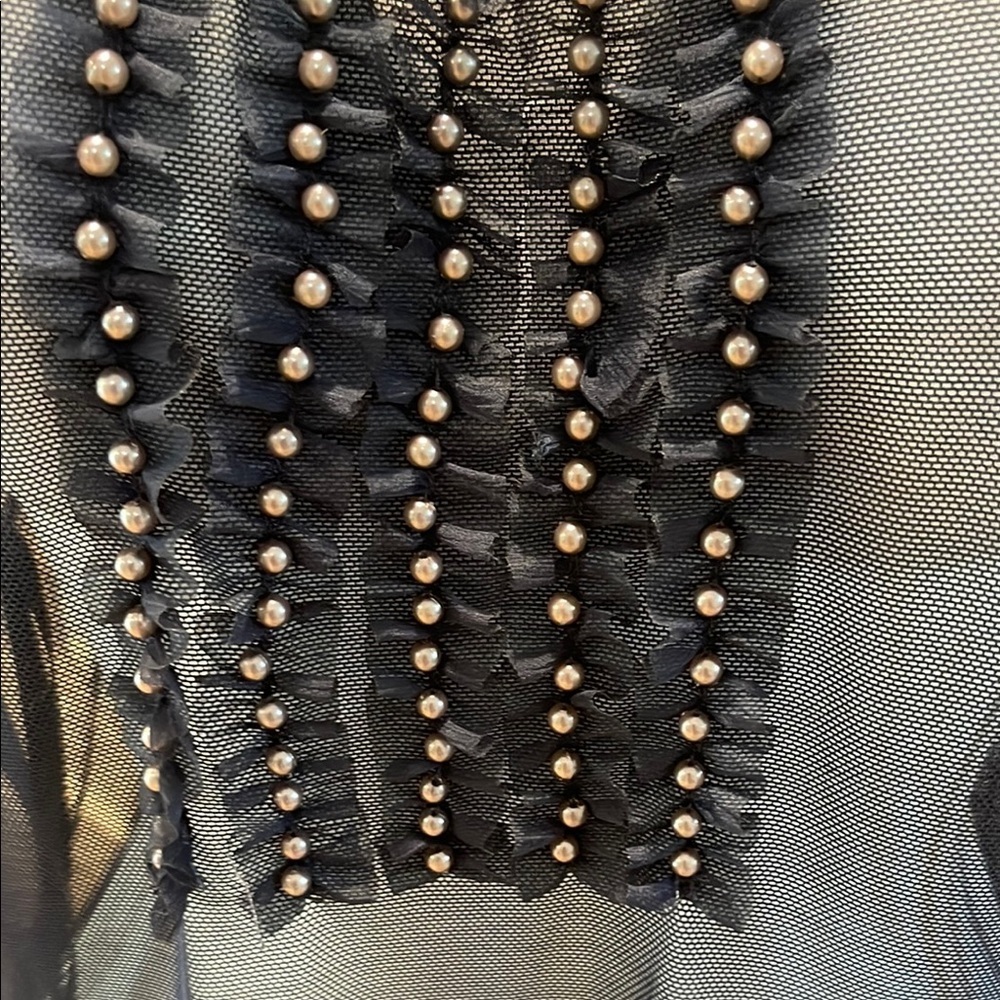 Twelve by Twelve Sheer Navy Blue Beaded Racer Back Tank Top size L - Picture 3 of 9
